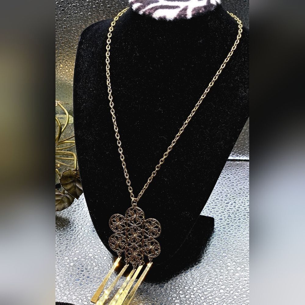"5/$40" Costume Hip Hop Gold Tone Medallion Tassle Necklace